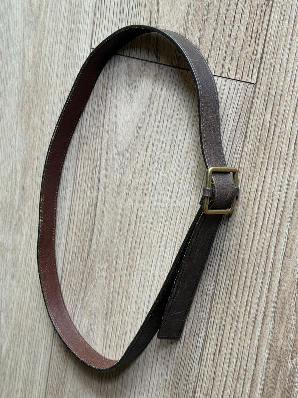 GAP Brown Leather Adjustable Belt with sliding Brass Buckle size M